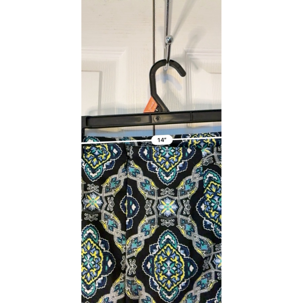 Women's Talbots Petite Black Blue Patterned Skirt 8P - Picture 4 of 9
